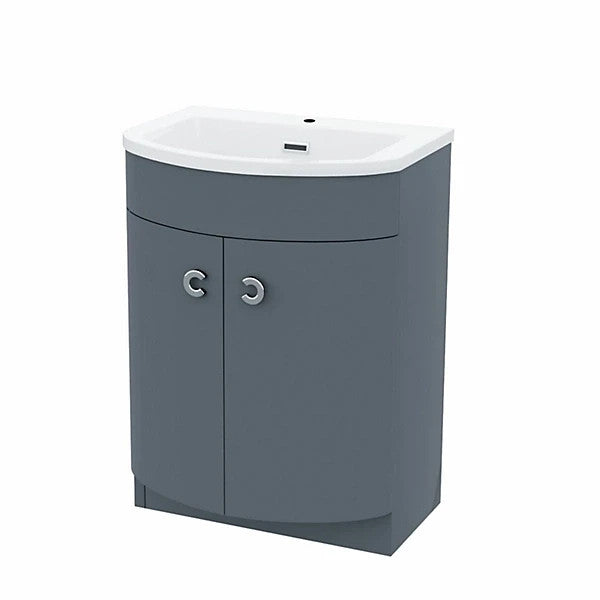 PARIS 600 Floorstanding Anthracite Bathroom Resin Basin - 600w x 825h x 460d
