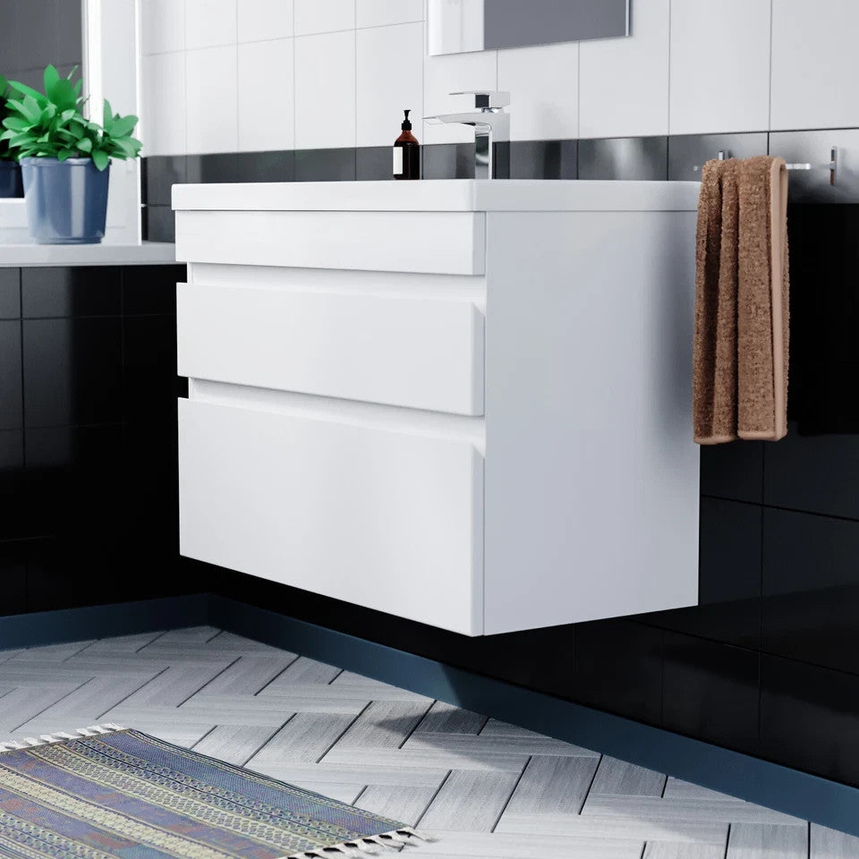 HARROW 800 Wall Hung Twin Drawer White Ceramic Basin – 800w x 585h x 395d