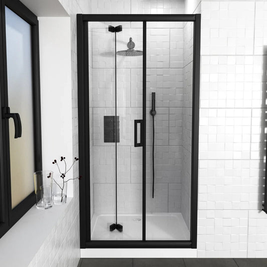 MARINA 6 Bi-fold Door Screen Panel 6mm Clear Glass Matt Black