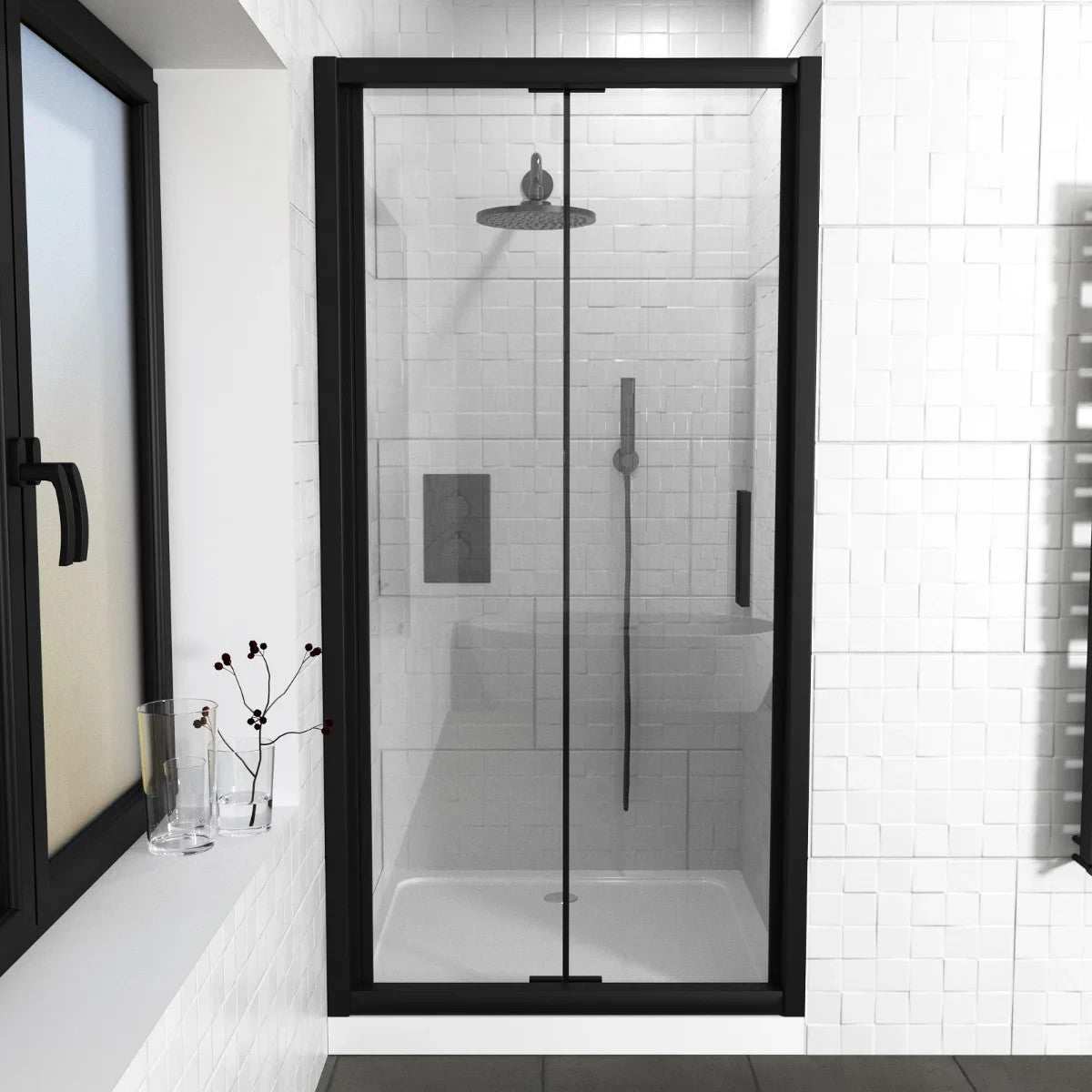 MARINA 6 Bi-fold Door Screen Panel 6mm Clear Glass Matt Black