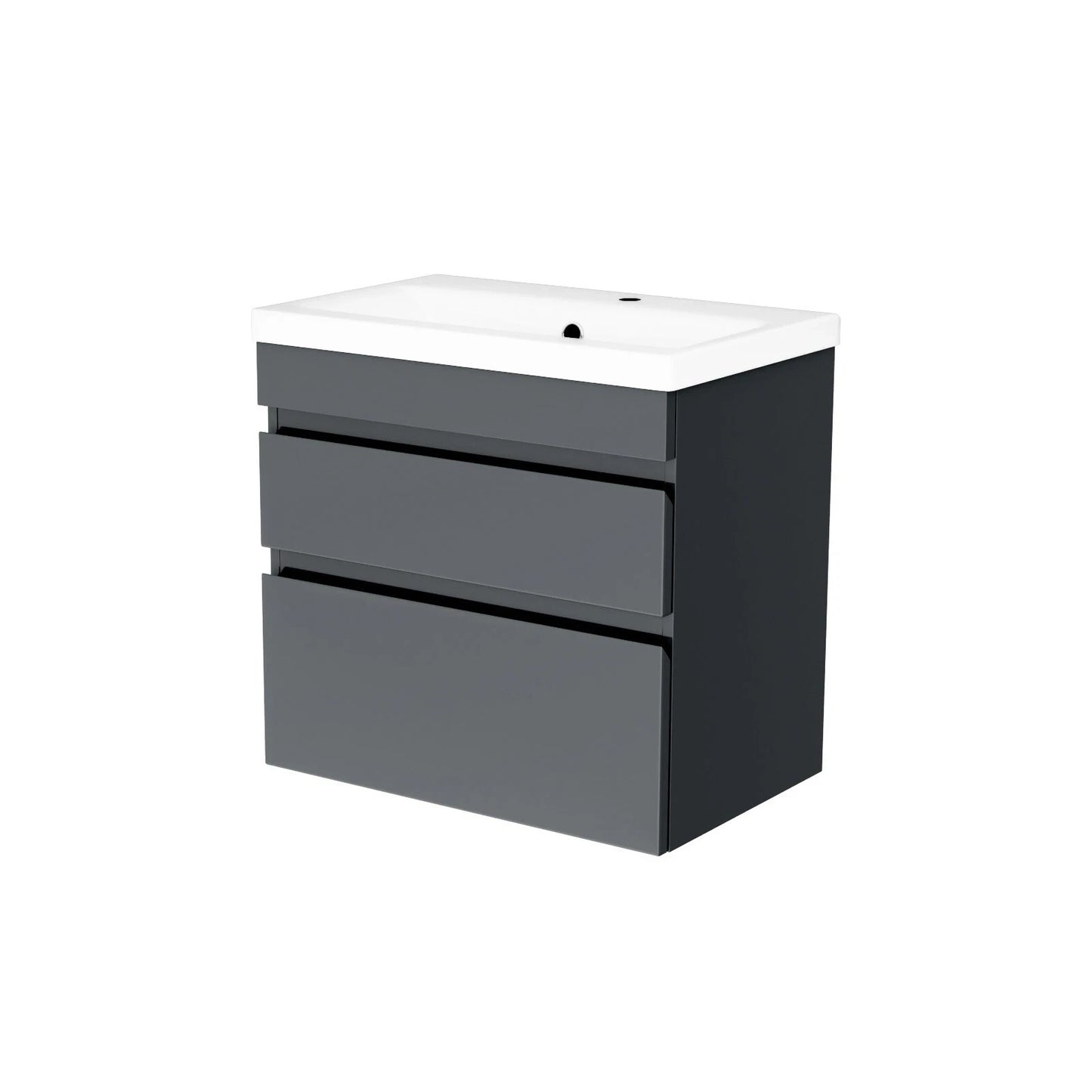HARROW 500 Wall Hung Twin Drawers Matt Grey • Ceramic Basin 510w x 585h x 395d