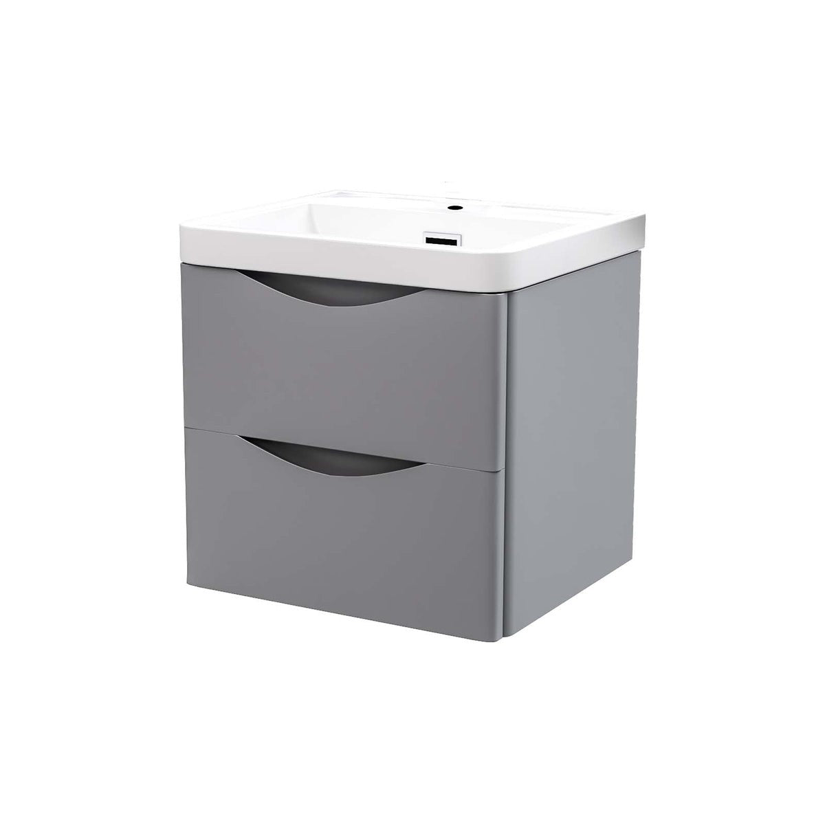 DWELTA 500 Wall Hung Matt Grey Ceramic Basin - 500w x 500h x 430d
