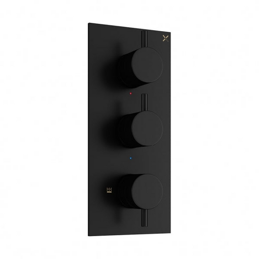 Triple Round Handle, 3 Oulet Concealed Valve Matt Black