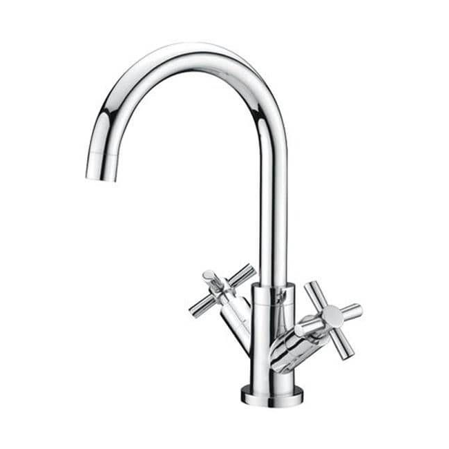 Twin Handle Kitchen Mixer Tap – Chrome Crosshead Levers with Swivel Spout