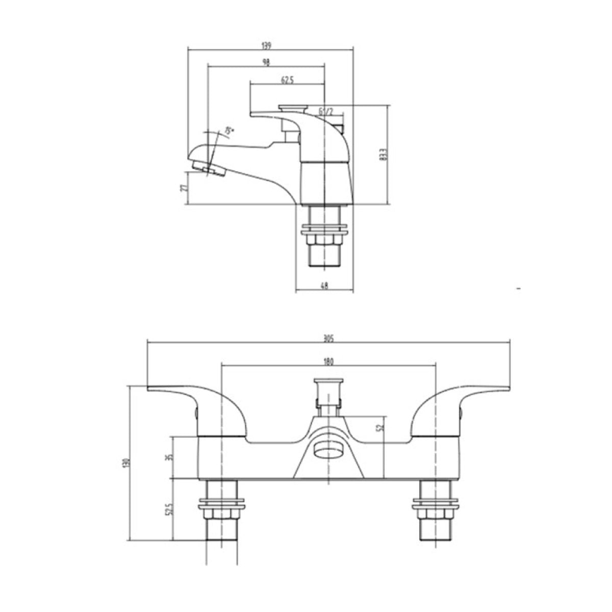 Titan Bath Shower Mixer with Shower Kit & Wall Bracket - Chrome Finish