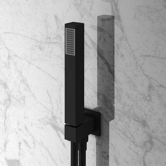 Square Shower Handset with Hose & Wall Outlet – Matt Black Modern Bathroom Set