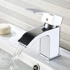 Basin Taps Waterfall with Pop up Waste Square Bathroom Sink Mixer Taps Chrome UK