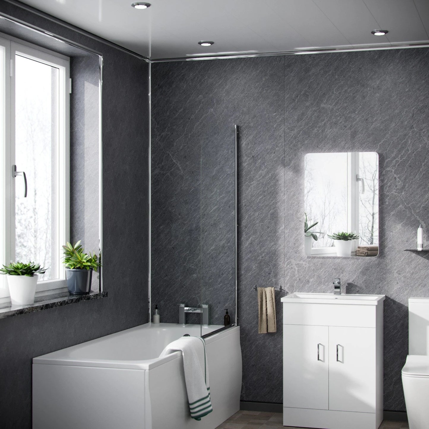 Slate Dark Grey Matt Wall Panel – 10mm x 1000mm x 2400mm | Textured Stone Look