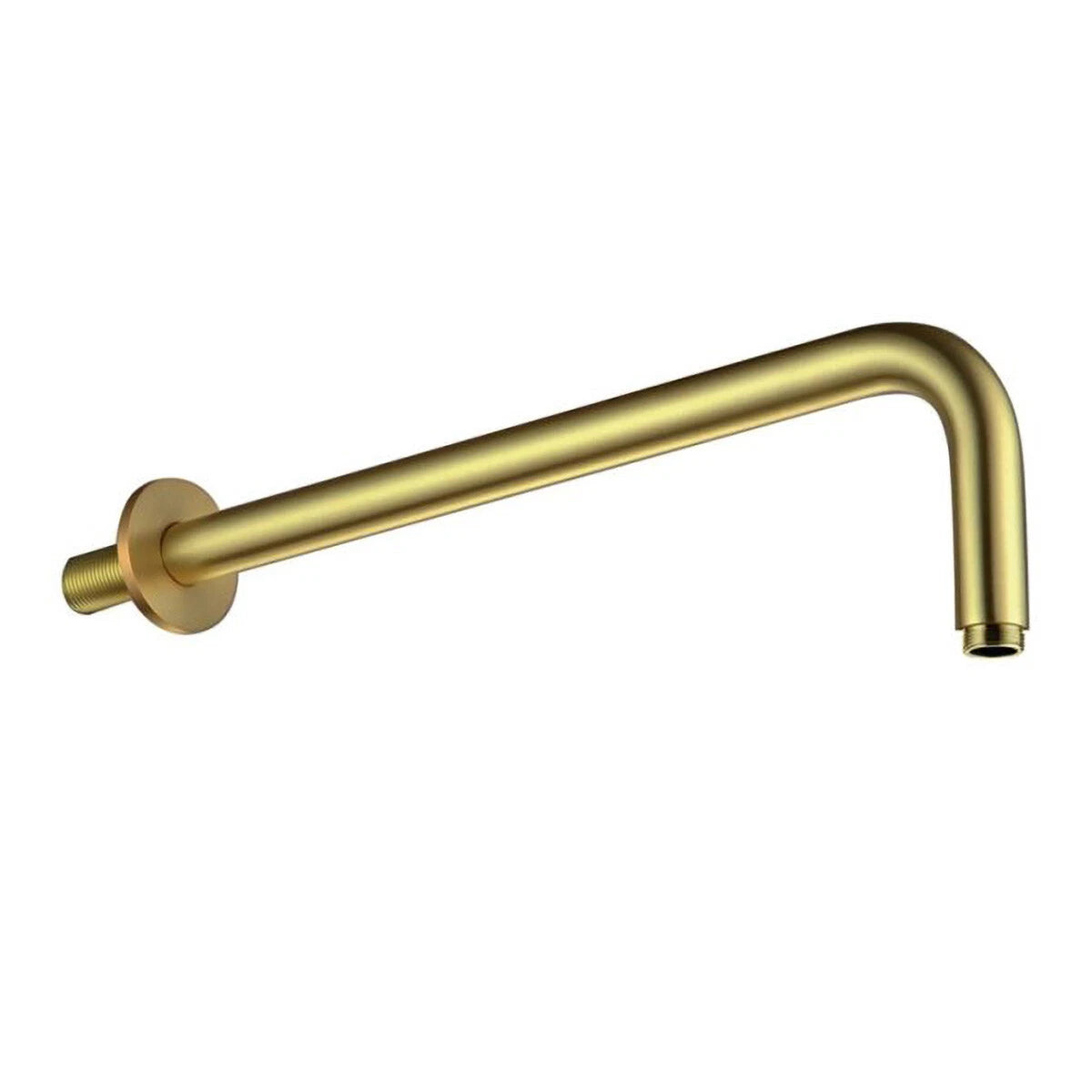 Brushed Brass Wall Mounted Shower Arm with Flange – L 300mm Shaped Extension Pipe