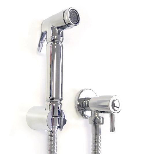 Chrome Douche Handset with Hose & Wall Bracket – Bathroom Hygiene Spray Set
