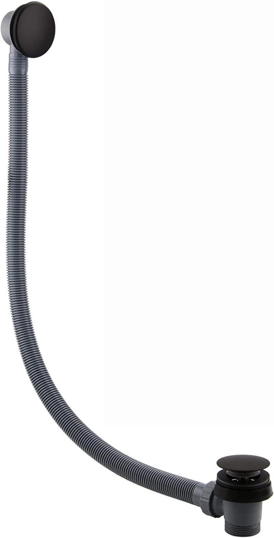 Round Easy Clean Bath Sprung Waste & Overflow – Matt Black Finish