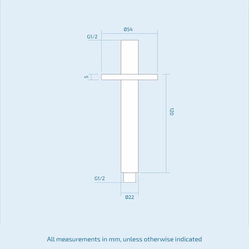 Round Ceiling Shower Arm – Stainless Steel, 120mm