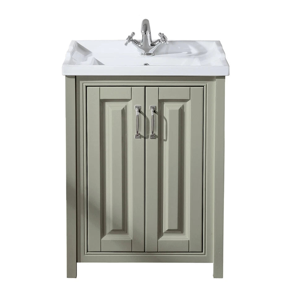 SHARATON 600 Stone Grey Vanity Unit with Ceramic Basin (610w x 840h x 460d)