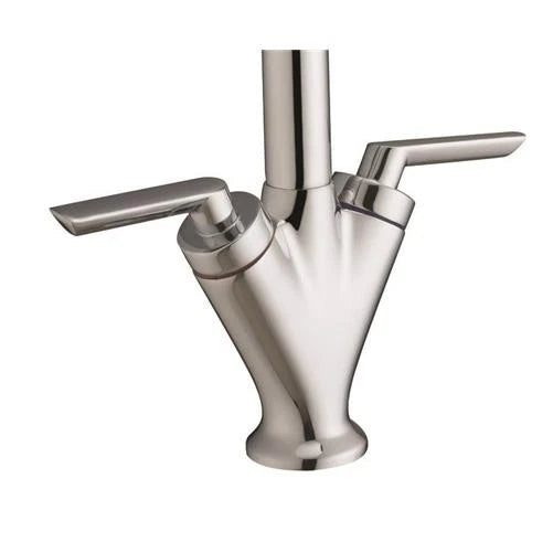 Twin Handle Kitchen Tap – Brushed Nickel Swivel Spout Mixer