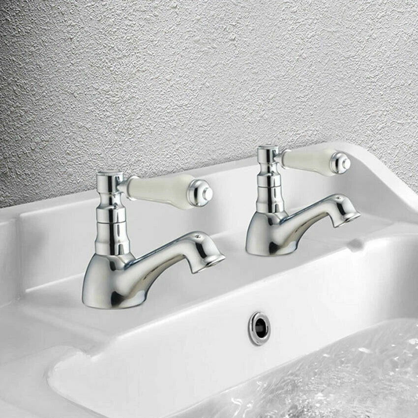Bristol Bath Taps – Traditional Chrome Hot & Cold Bathroom Taps (Pair)