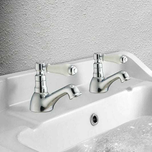 Bristol Bath Taps – Traditional Chrome Hot & Cold Bathroom Taps (Pair)