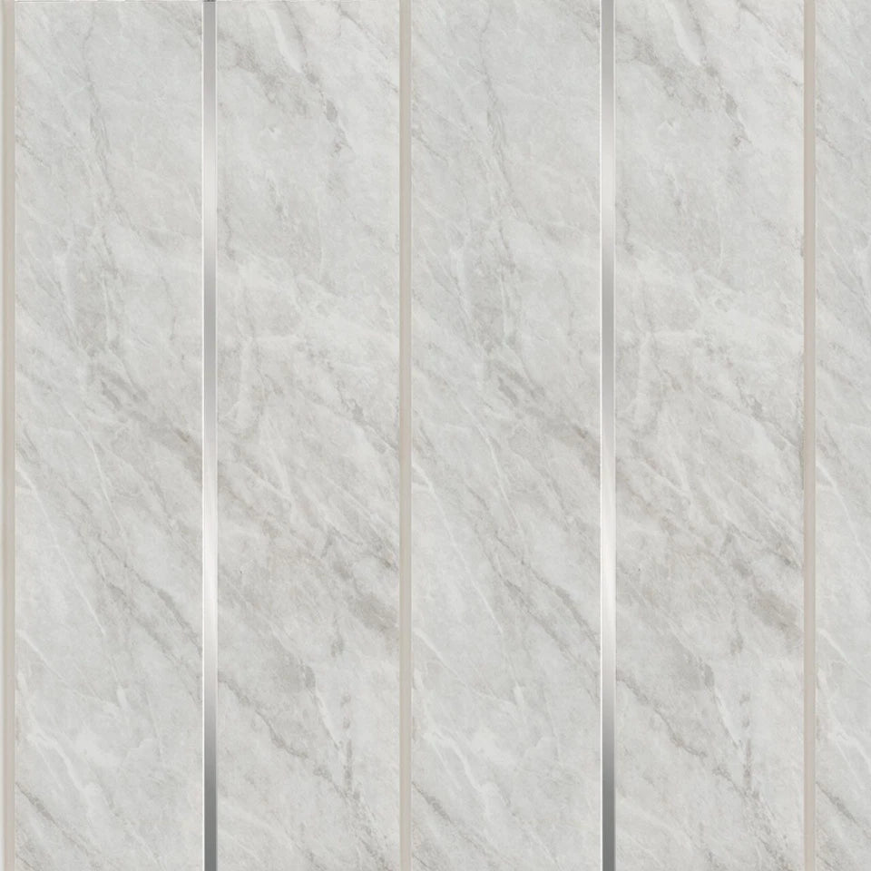 Grey Marble Silver Tile – Glossy Grey Marble with Silver Stripes