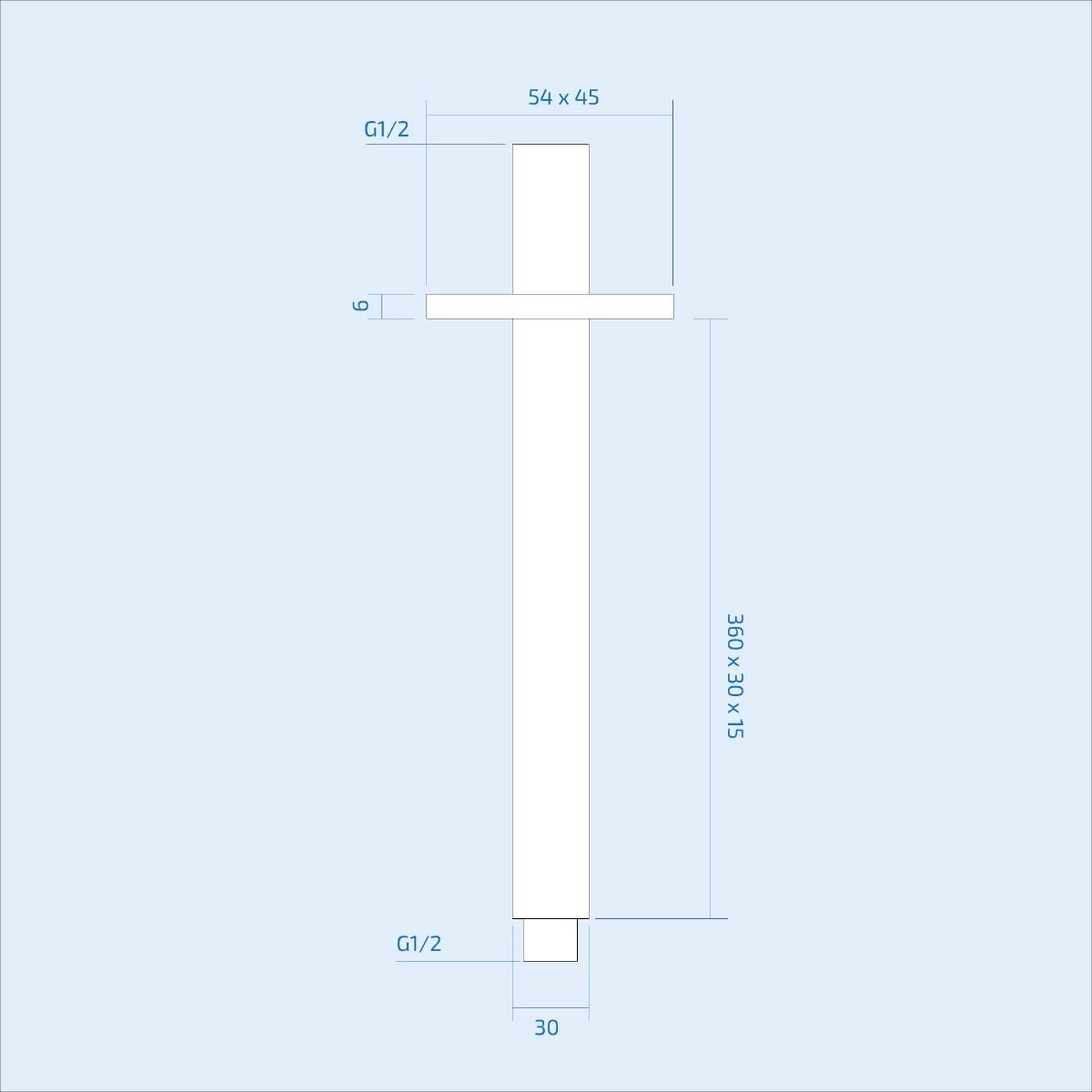 Chrome Ceiling Shower Arm 380mm Extension Pipe with Flange