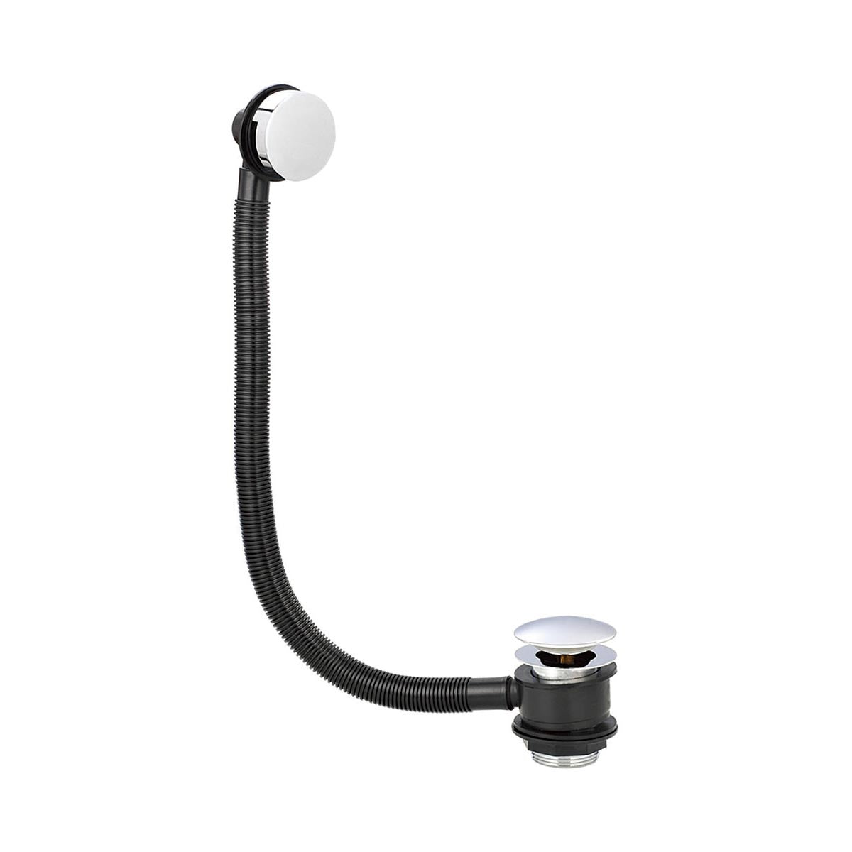 Round Bath Sprung Waste & Overflow – Polished Chrome & Black Finish