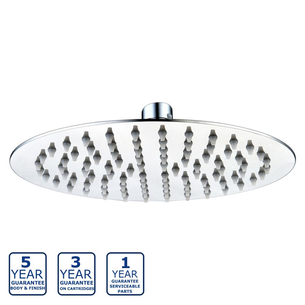 Round Ultra Slim Rainfall Shower Head 200mm Stainless Steel