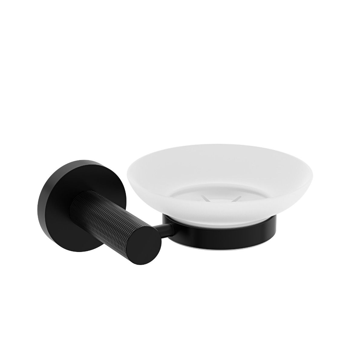 Alpha Wall Mounted Soap Dish Holder with Frosted Glass – Matte Black Finish
