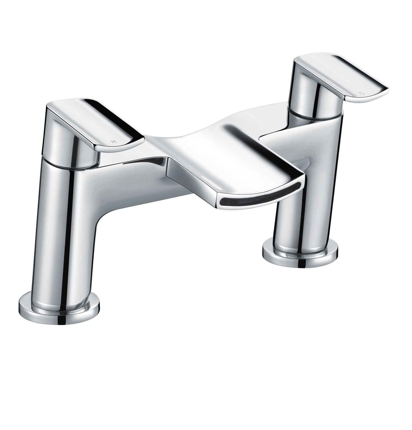 Oxford Deck Mounted Bath Filler Tap – Dual Handle Chrome Waterfall Spout