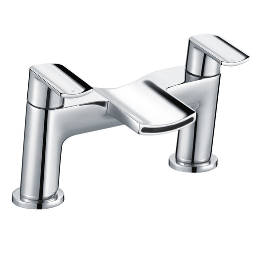Oxford Deck Mounted Bath Filler Tap – Dual Handle Chrome Waterfall Spout