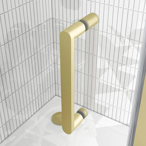 Marina 6 Bi-Fold Shower Door 6mm Clear Glass with Brushed Brass Frame