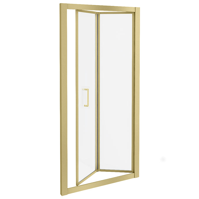 Marina 6 Bi-Fold Shower Door 6mm Clear Glass with Brushed Brass Frame