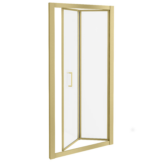 Marina 6 Bi-Fold Shower Door 6mm Clear Glass with Brushed Brass Frame