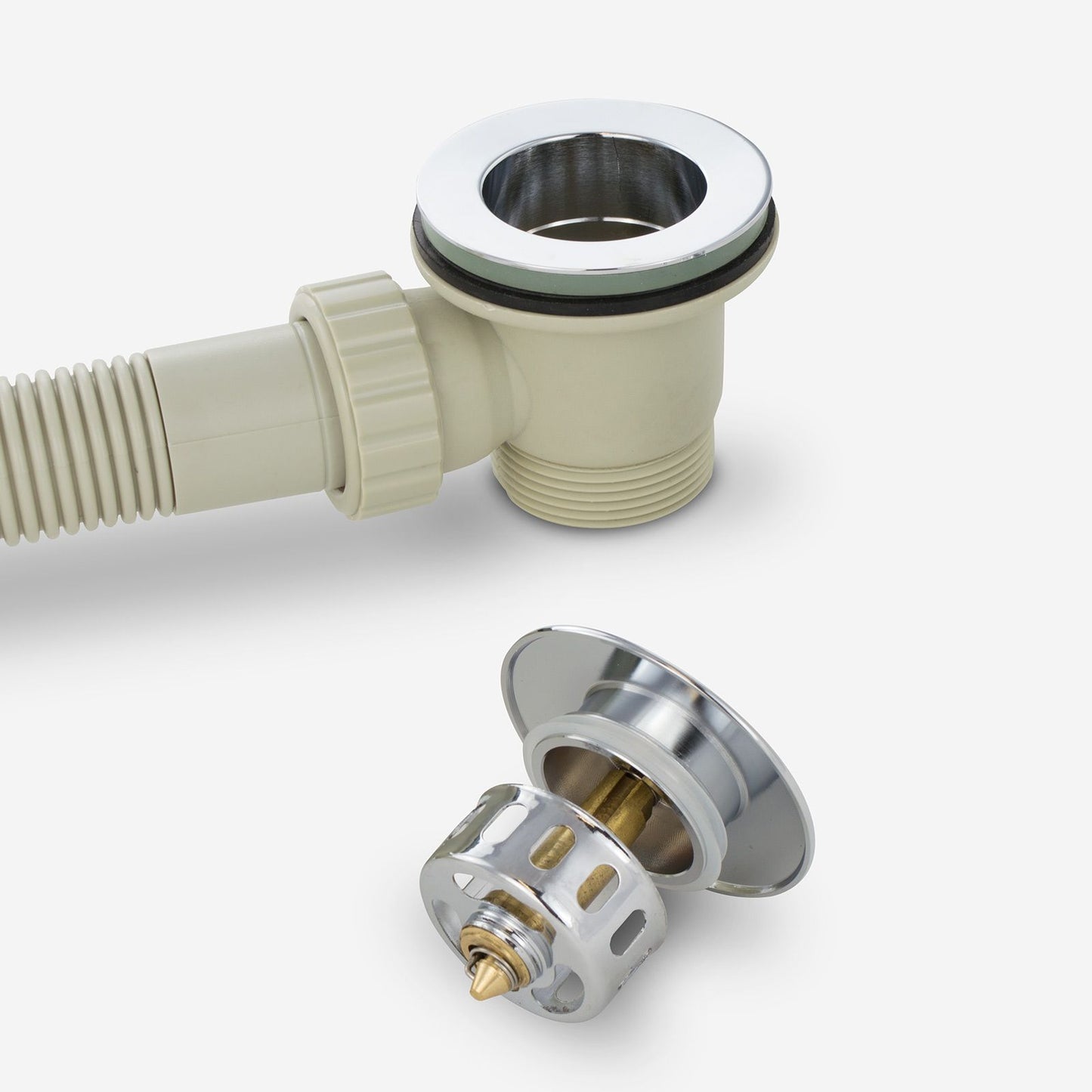 Round Bath Filler & Overflow Kit – Chrome Finish with Integrated Waste