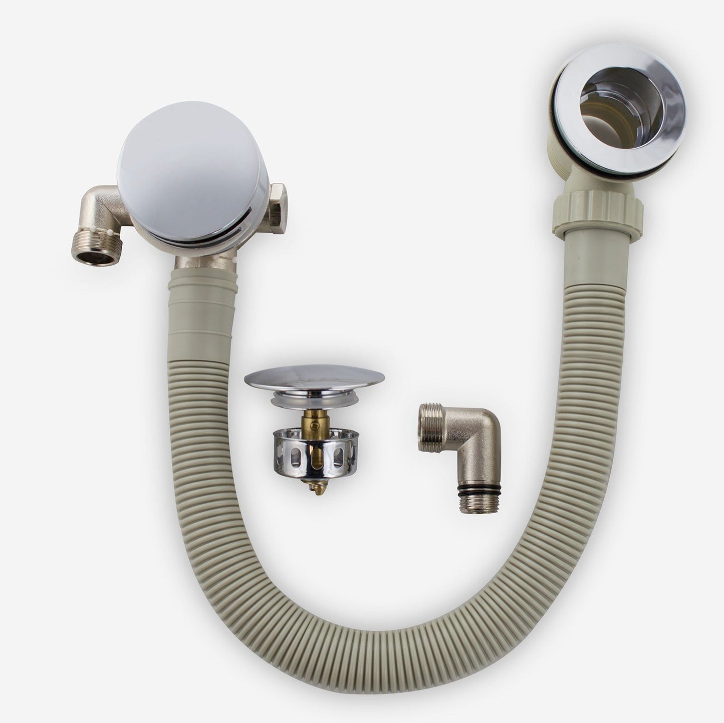 Round Bath Filler & Overflow Kit – Chrome Finish with Integrated Waste